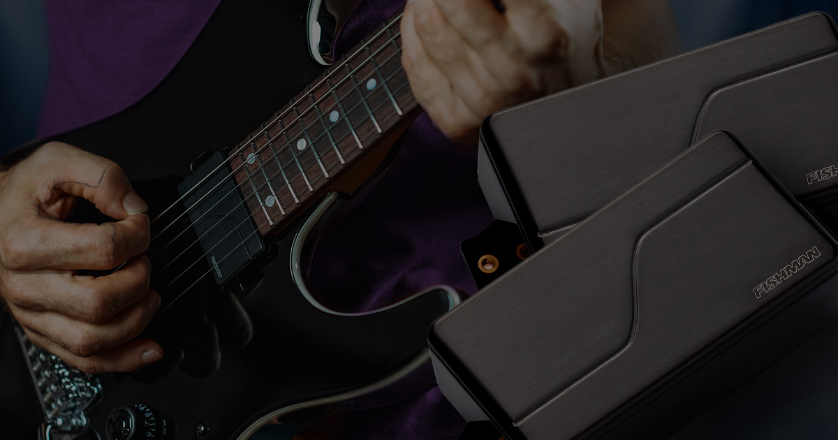 Guitarist performing with his guitar equipped with Fluence Modern Humbucker 6-String guitar pickups